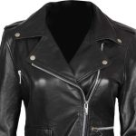 Womens Asymmetrical Black Biker Leather Jacket