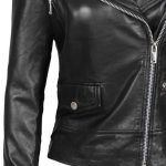Womens Asymmetrical Black Biker Leather Jacket