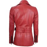 Asymmetrical Red Leather Biker Jacket