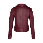 Womens Burgundy Classic Biker Leather Jacket