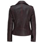 Womens Dark Brown Asymmetrical Leather Biker Jacket