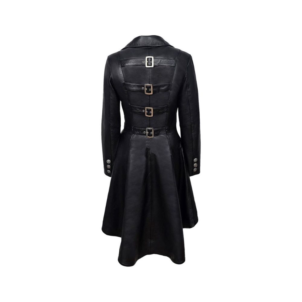 Womens Gothic Black Leather Coat
