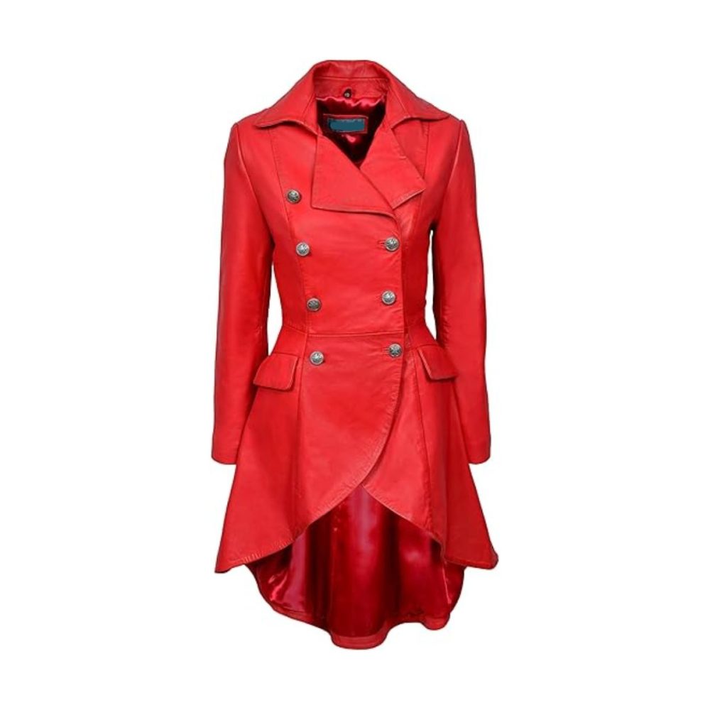 Womens Gothic Red Leather Coat