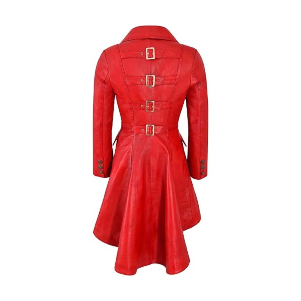 Womens Gothic Red Leather Coat
