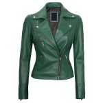 Womens Green Motorcycle Leather Jacket