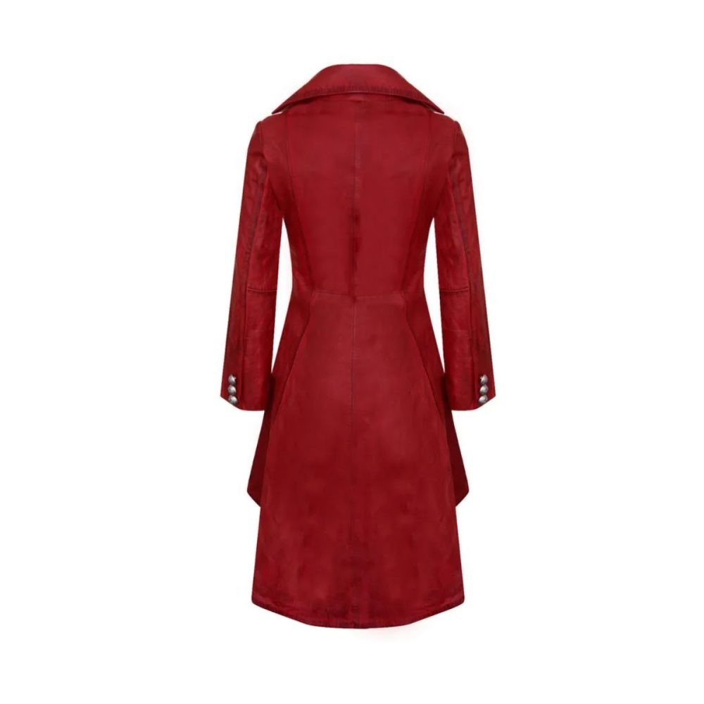 Womens Victorian Red Leather Coat