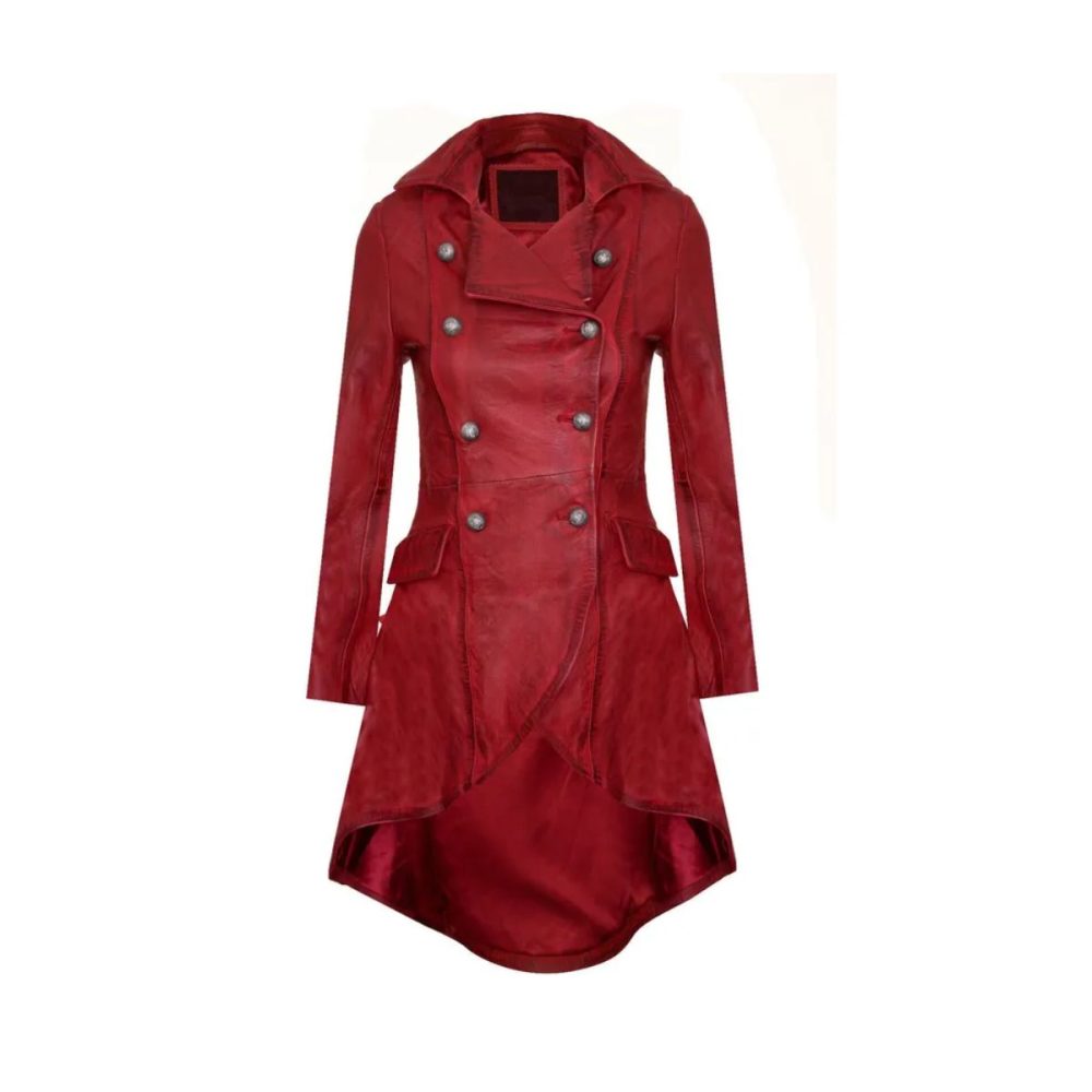 Womens Victorian Red Leather Coat
