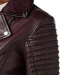 Womens Vintage Burgundy Slim Fit Leather Jacket