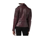 Womens Vintage Burgundy Slim Fit Leather Jacket
