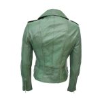 Womens Vintage Olive Green Leather Biker Jacket